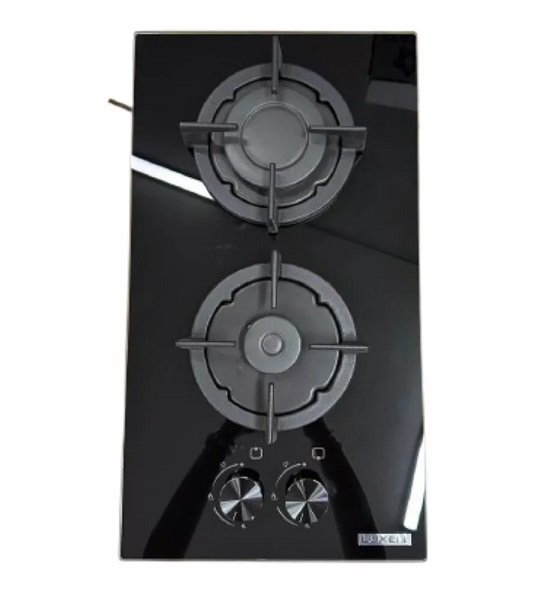 Piano cottura LUXELL da Incasso a Gas 2 fuochi 30 cm colore vetro nero/Ghisa Cod: C3-20F