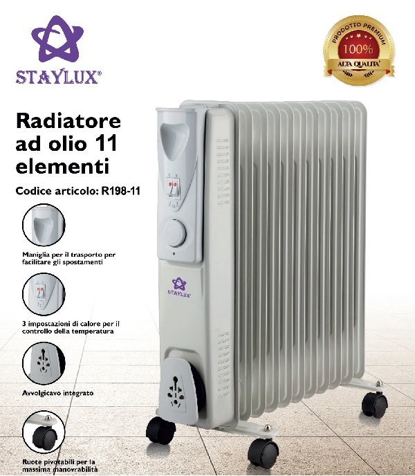 Radiatore ad olio STAYLUX 11 Elementi potenza 2500W cod: R198-11