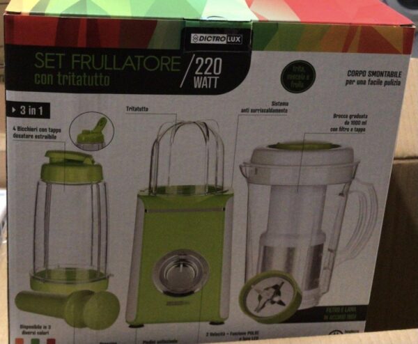 Set Frullatore DICTROLUX con tritatutto Potenza 220W Capacità 1 Litri cod: 872800