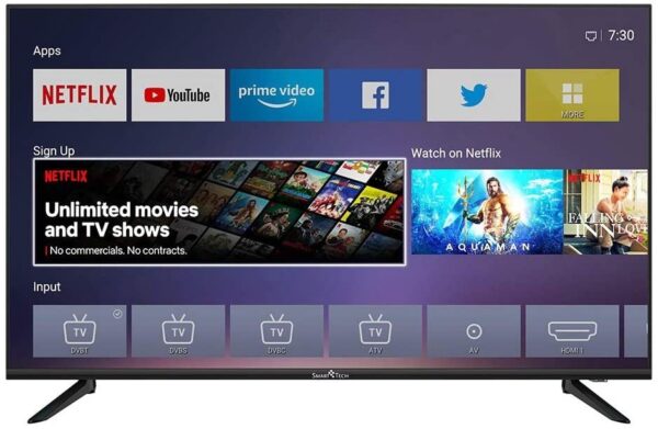 Smart TV SMART TECH 43″ UHD 4K Wi-Fi (DVB-T2 / T/C / S2 / S, Colore Nero cod: SMT43F30UV2M1B1