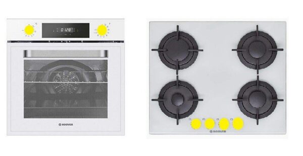 Forno elettrico + Piano cottura HOOVER  Classe A Colore Vetro Bianco/Ghisa cod: HSOT3161WY WIFI/HSGV64SMCWC