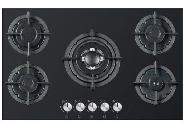 Piano cottura STAYLUX da Incasso a Gas 5 fuochi 90 cm colore Vetro nero/ghisa Cod: C9-50BTF-VETRO NERO/GHISA